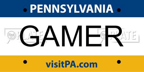 GAMER Pennsylvania License Plate
