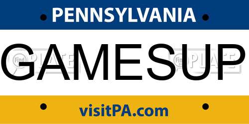 GAMESUP Pennsylvania License Plate