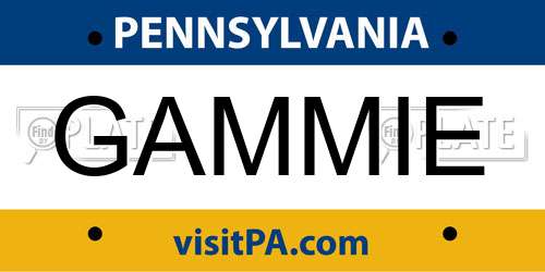 GAMMIE Pennsylvania License Plate