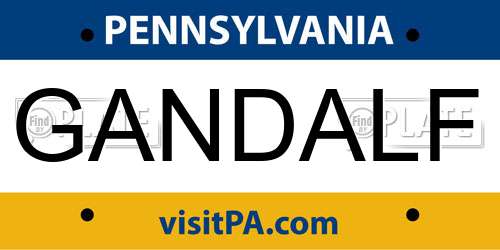 GANDALF Pennsylvania License Plate