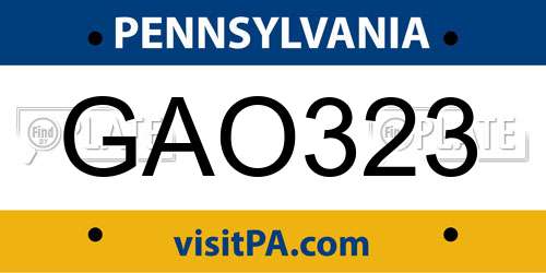GAO323 Pennsylvania License Plate