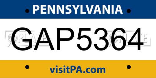 GAP5364 Pennsylvania License Plate