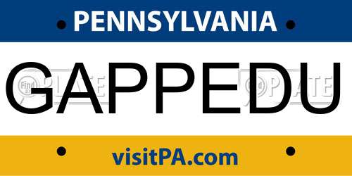 GAPPEDU Pennsylvania License Plate