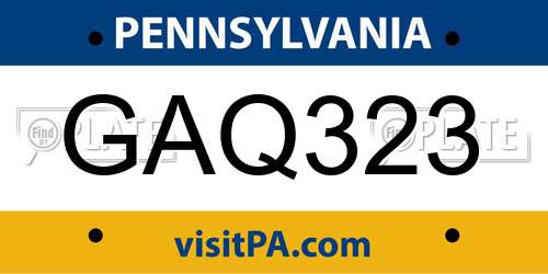 GAQ323 Pennsylvania License Plate