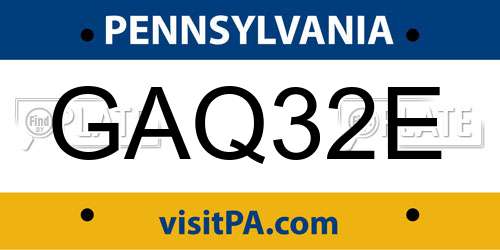 GAQ32E Pennsylvania License Plate