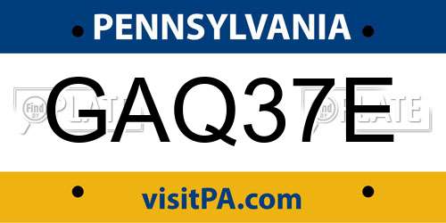 GAQ37E Pennsylvania License Plate