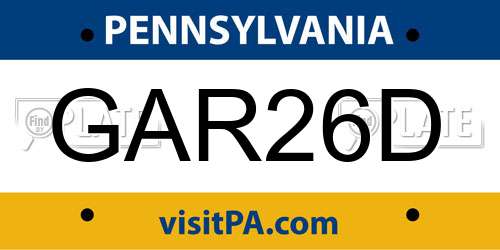 GAR26D Pennsylvania License Plate