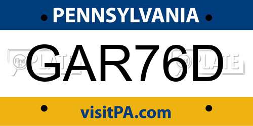 GAR76D Pennsylvania License Plate