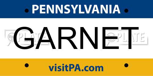 GARNET Pennsylvania License Plate