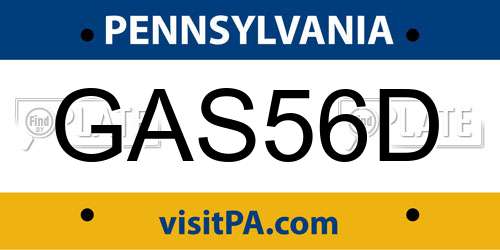 GAS56D Pennsylvania License Plate