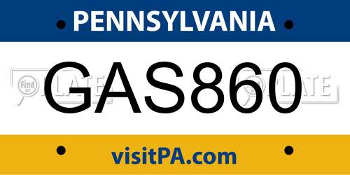GAS860 Pennsylvania License Plate