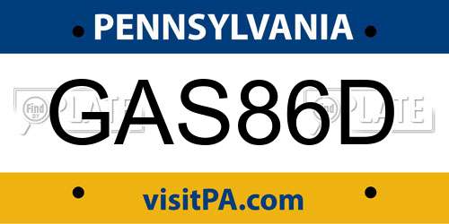 GAS86D Pennsylvania License Plate
