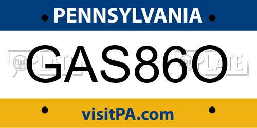 GAS86O Pennsylvania License Plate
