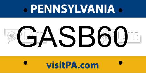 GASB60 Pennsylvania License Plate