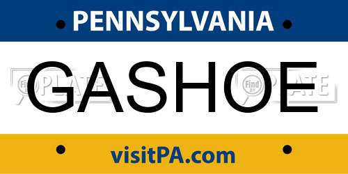 GASHOE Pennsylvania License Plate