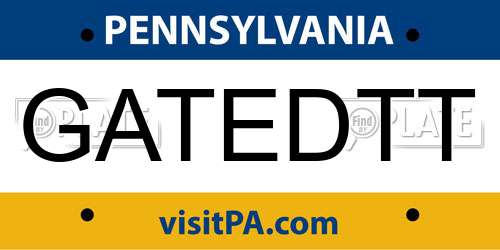 GATEDTT Pennsylvania License Plate