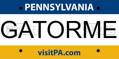 GATORME Pennsylvania License Plate