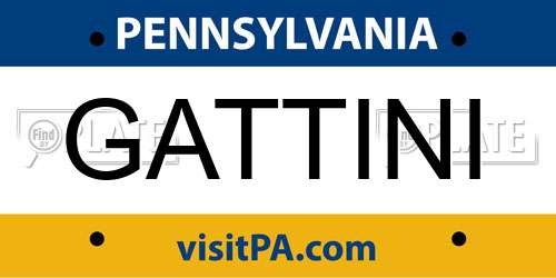 GATTINI Pennsylvania License Plate