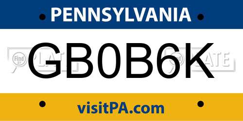 GB0B6K Pennsylvania License Plate