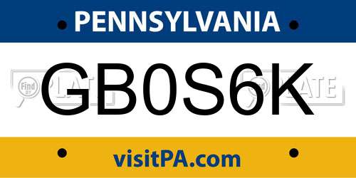 GB0S6K Pennsylvania License Plate