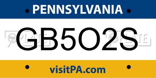 GB5O2S Pennsylvania License Plate