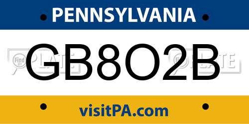 GB8O2B Pennsylvania License Plate