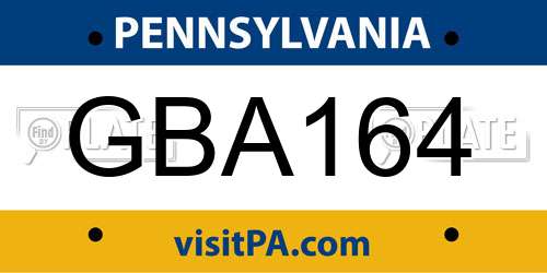 GBA164 Pennsylvania License Plate