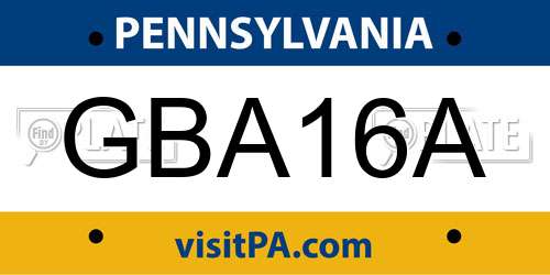 GBA16A Pennsylvania License Plate