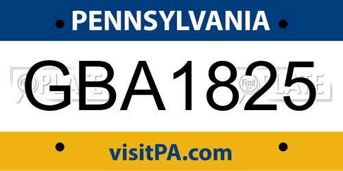 GBA1825 Pennsylvania License Plate