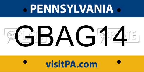 GBAG14 Pennsylvania License Plate