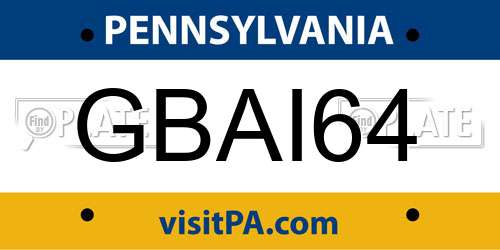 GBAI64 Pennsylvania License Plate