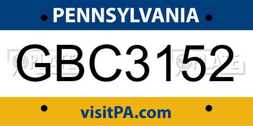 GBC3152 Pennsylvania License Plate