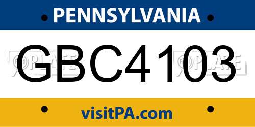 GBC4103 Pennsylvania License Plate