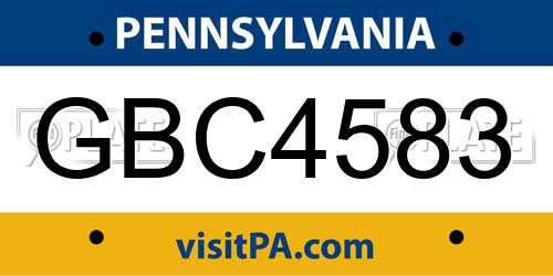 GBC4583 Pennsylvania License Plate
