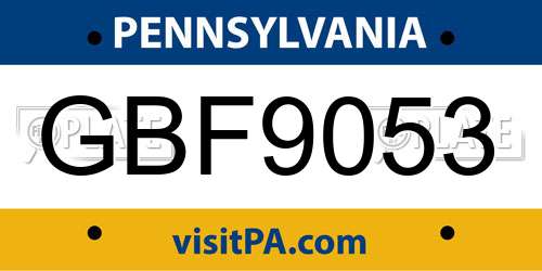 GBF9053 Pennsylvania License Plate