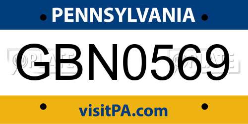 GBN0569 Pennsylvania License Plate