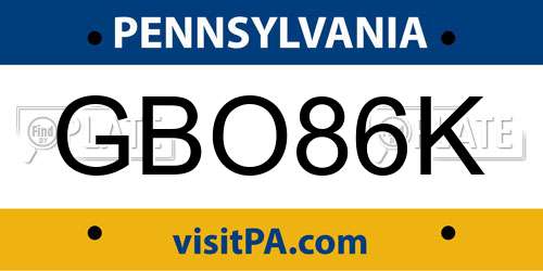 GBO86K Pennsylvania License Plate