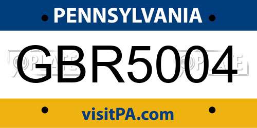 GBR5004 Pennsylvania License Plate