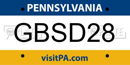 GBSD28 Pennsylvania License Plate