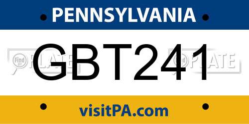 GBT241 Pennsylvania License Plate
