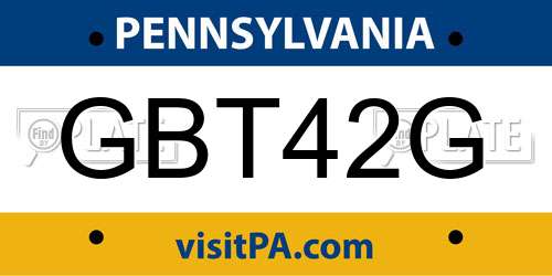 GBT42G Pennsylvania License Plate
