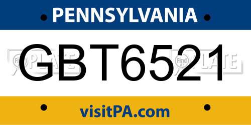 GBT6521 Pennsylvania License Plate
