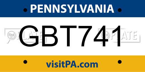 GBT741 Pennsylvania License Plate