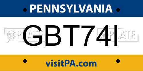 GBT74I Pennsylvania License Plate