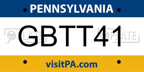 GBTT41 Pennsylvania License Plate