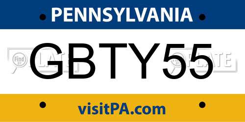 GBTY55 Pennsylvania License Plate