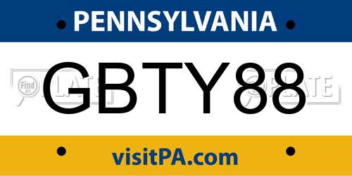 GBTY88 Pennsylvania License Plate