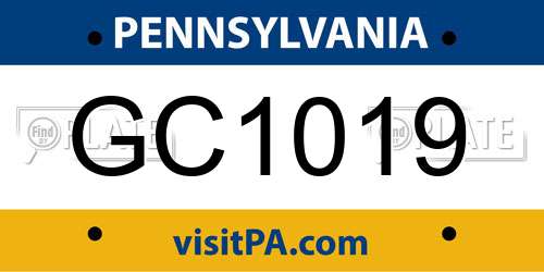 GC1019 Pennsylvania License Plate