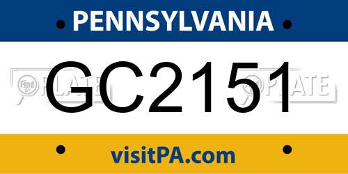 GC2151 Pennsylvania License Plate