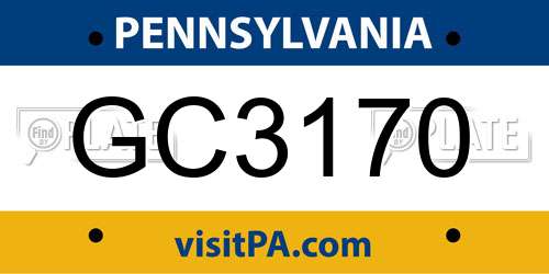 GC3170 Pennsylvania License Plate